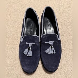 Girotti Women's Navy Suede Tassel Loafers